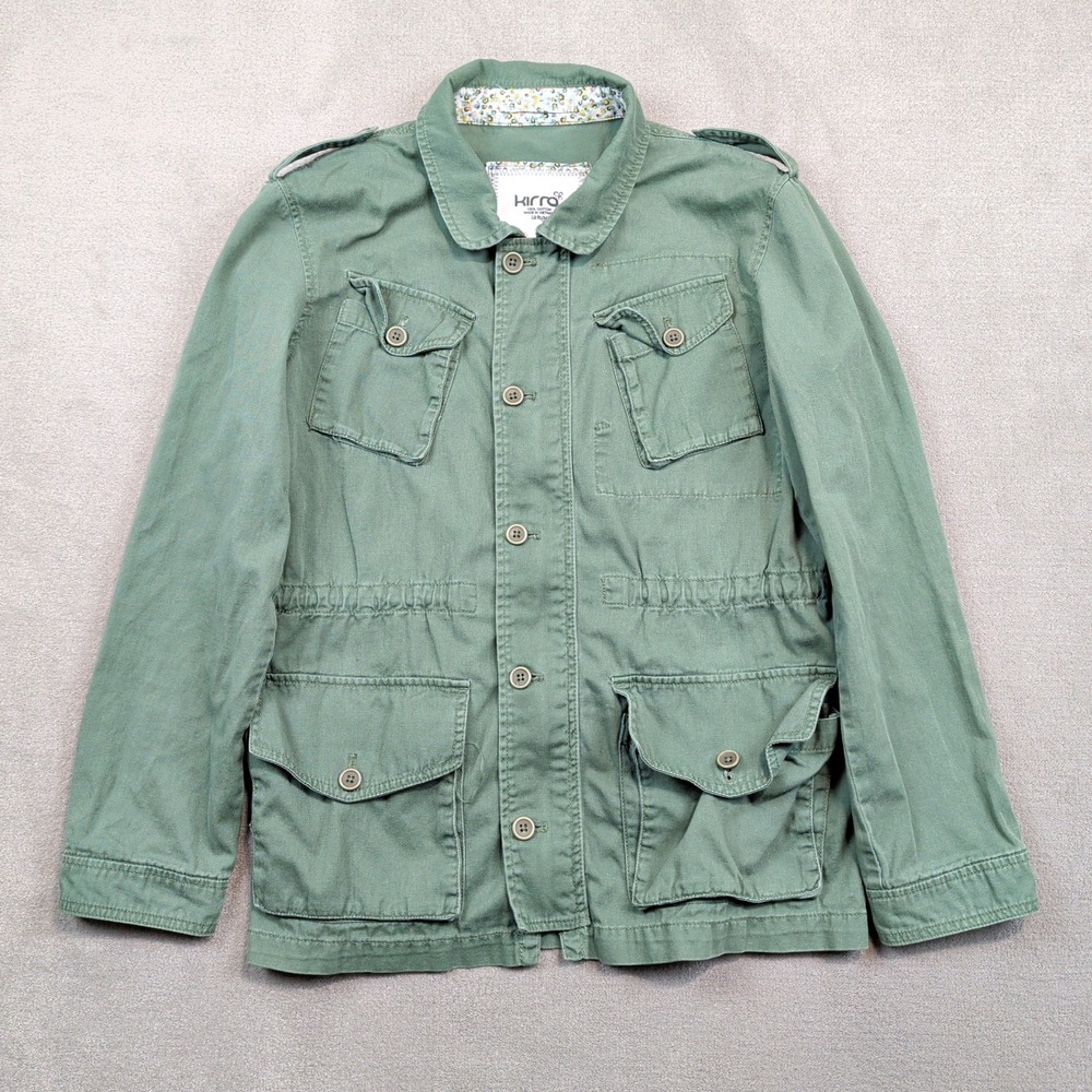 Kirra Military Utility Field Jacket L Green Cotton Canvas Cargo Safari Boho